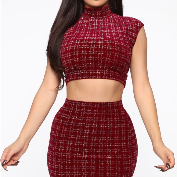 Burgundy Two Piece Set (Party Time Skirt Set) - Picture 1 of 2